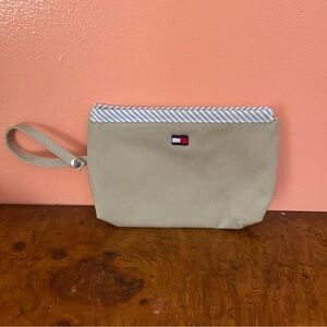 Tommy Hilfiger  Canvas Wristlet  Pouch Clutch Wallet Phone Bag -Taupe